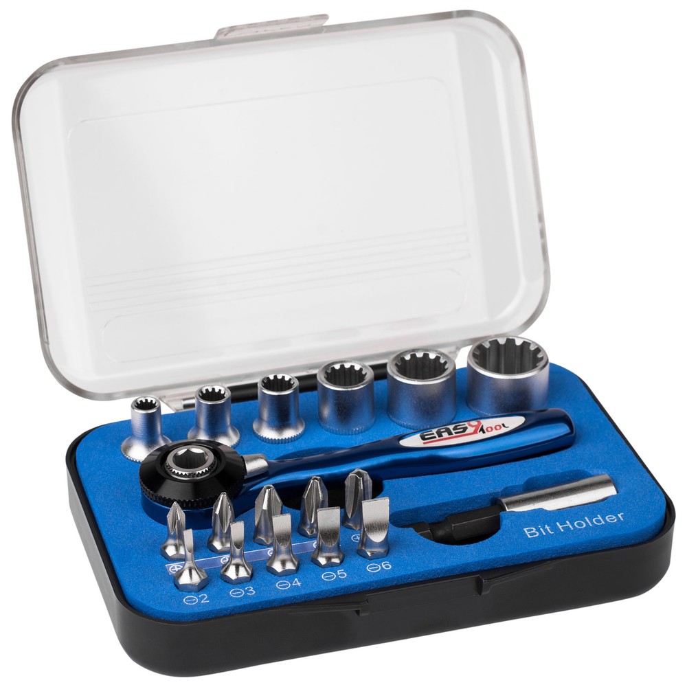18 Pc Ratchet Tool Set with Double-Ended Aluminium Handle