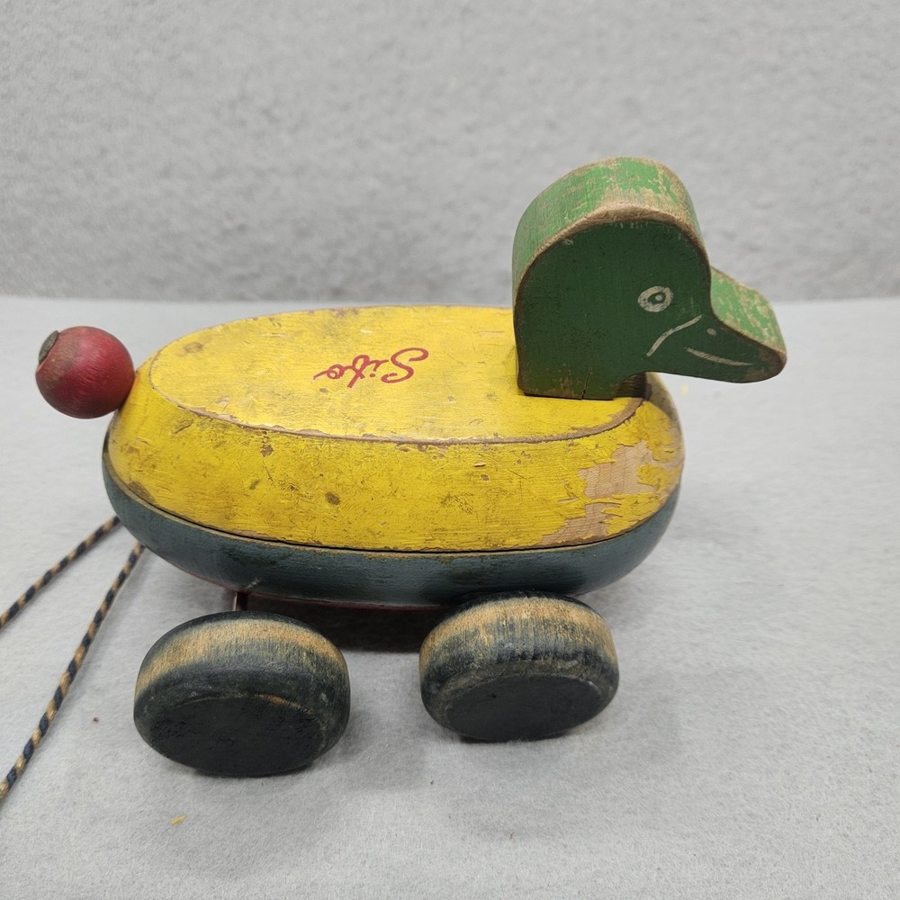 Vintage Sifo Pull Duck Wooden 1960’s With Pull String