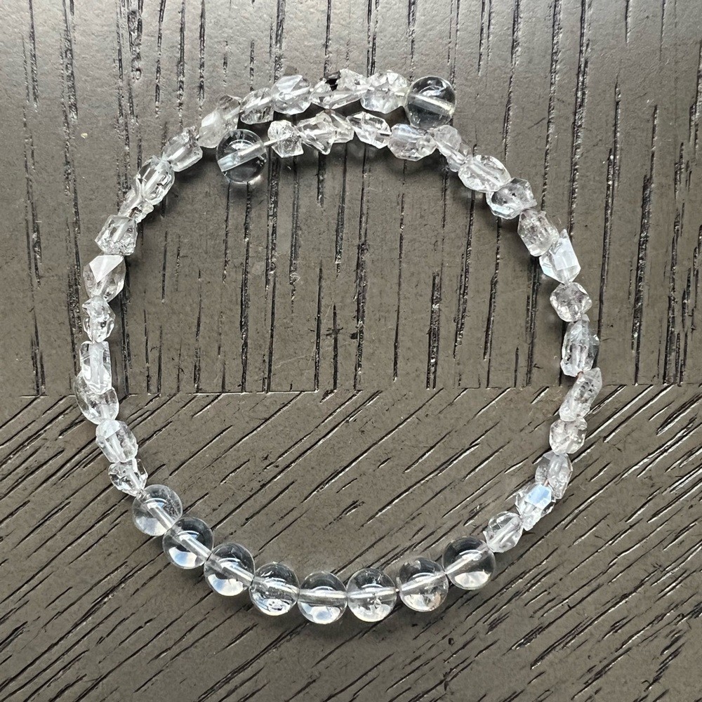 Herkimer diamond memory wire bracelet