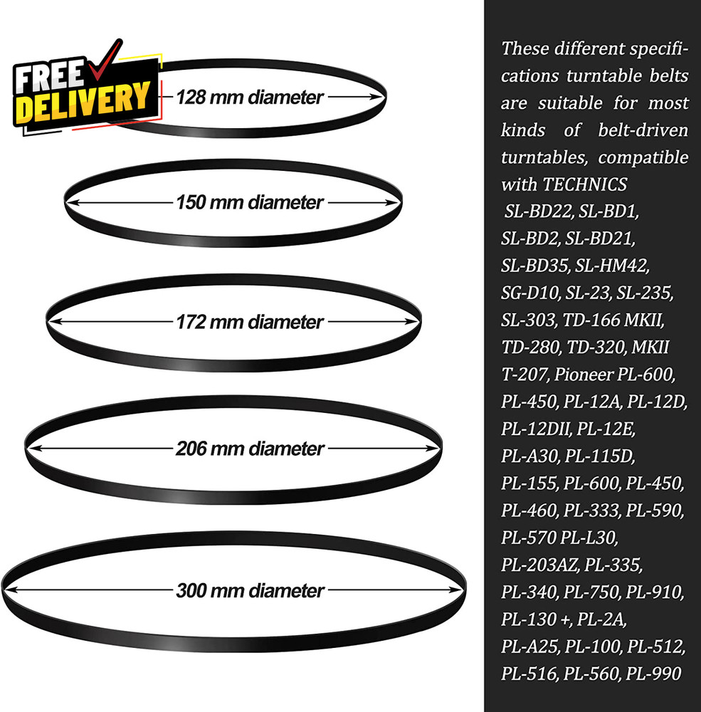 10 Pieces Turntable Belt Different Specifications Machine Recorder Rubber Belt