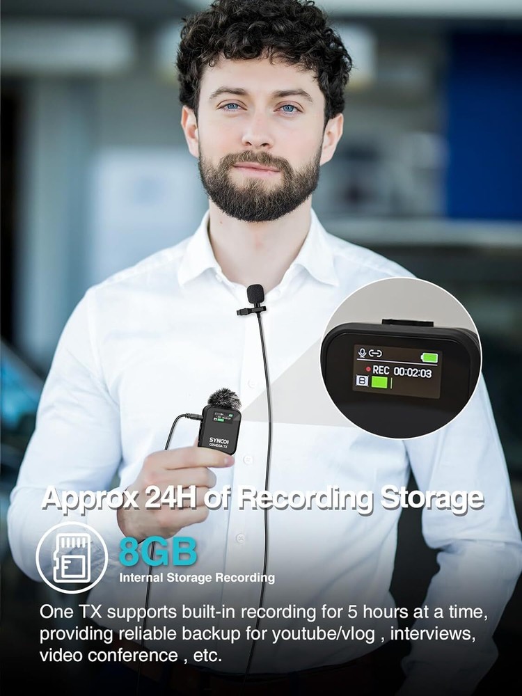 SYNCO G2A2 MEGA Wireless Microphone With Charging Case & 8GB Storage Onboard