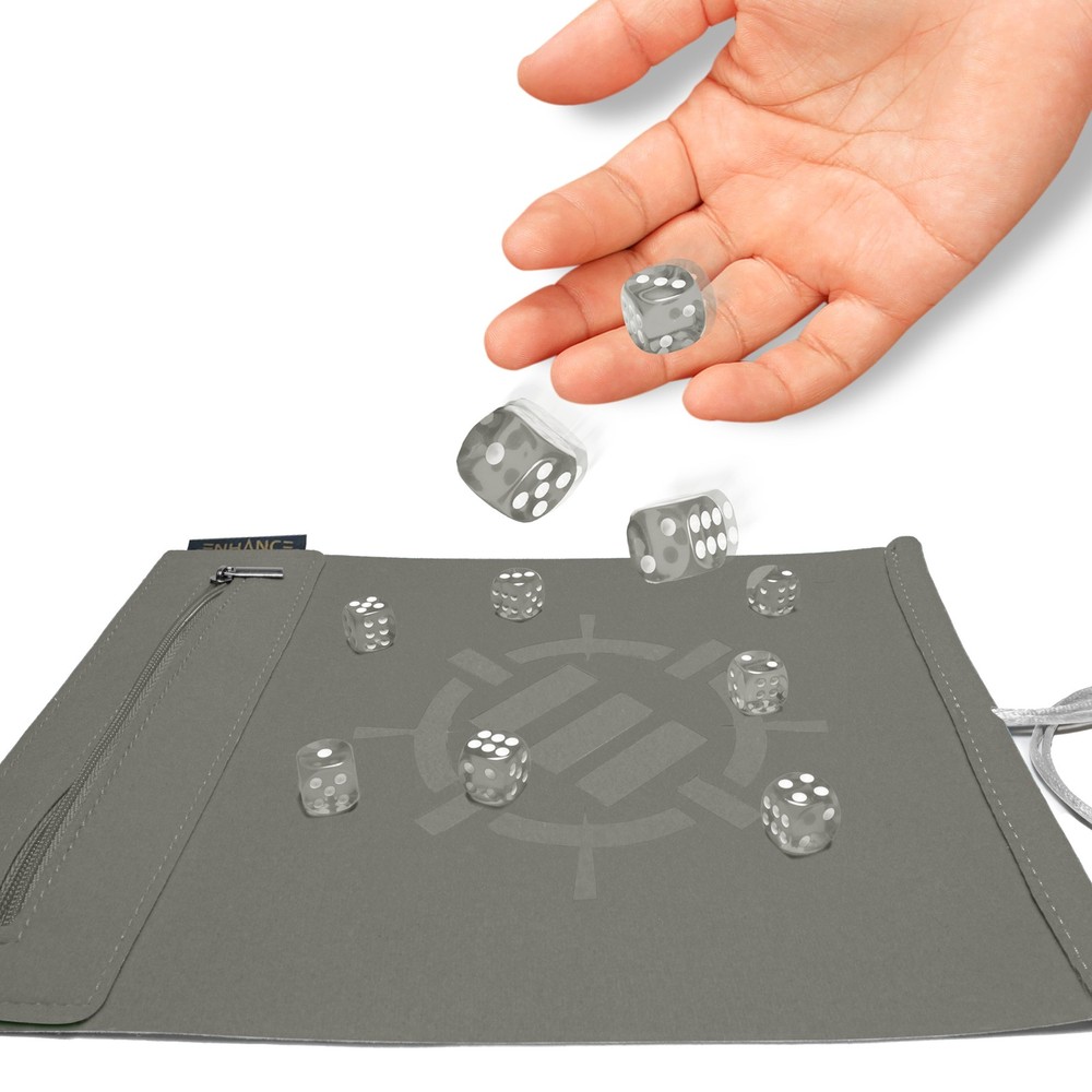 ENHANCE Roll on a Scroll™ Dice Rolling Mat & 12pc 6 Sided Dice Set