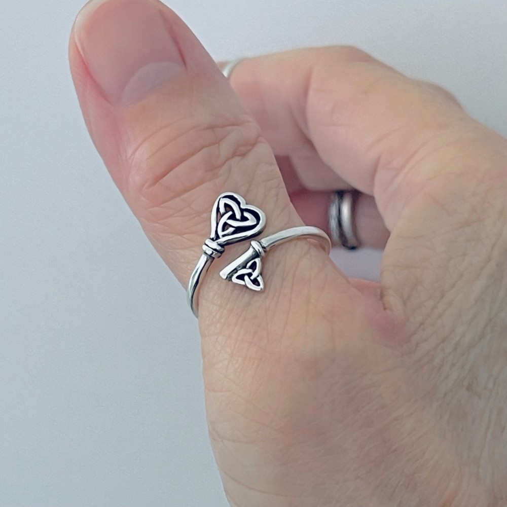 Sterling Silver Double Triquetra Key Ring, Love Ring, Silver Ring, Key Ring