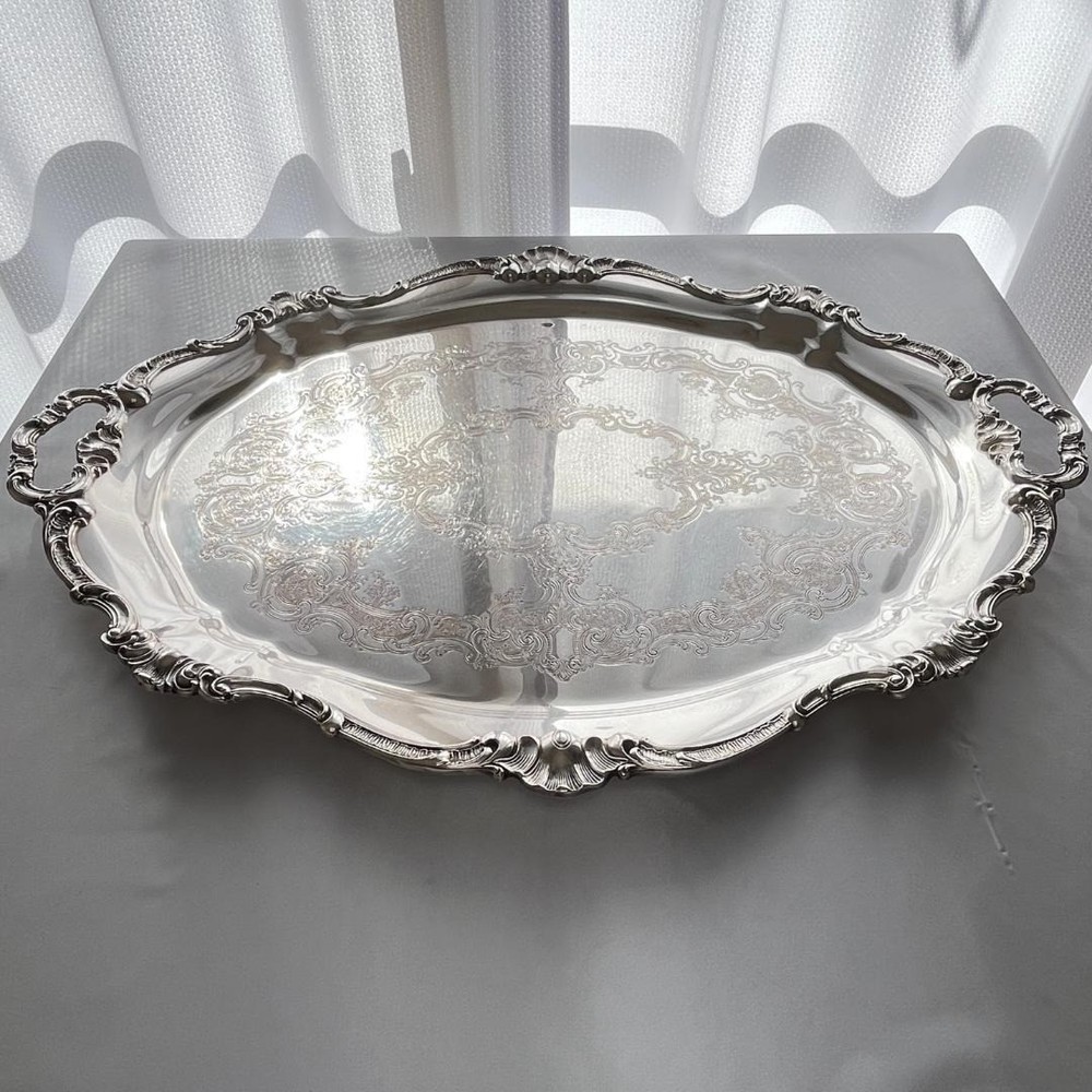 Gorham silver plating 26' Large Size tray handled Shell & Rocaille Designed