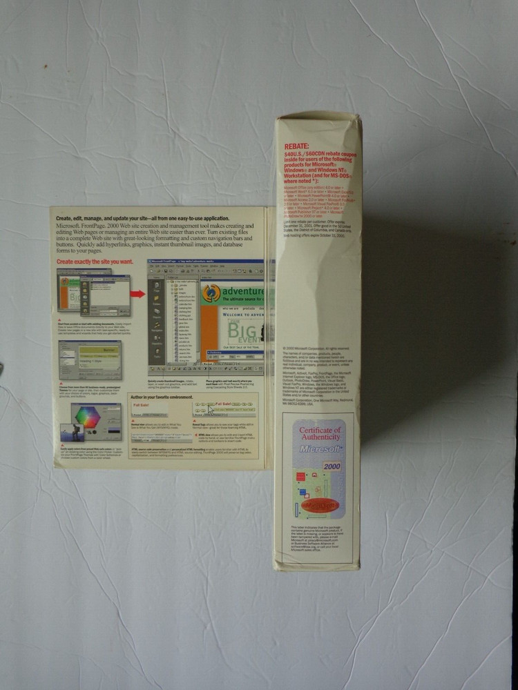 Microsoft FrontPage 2000 For Windows Web Site Software