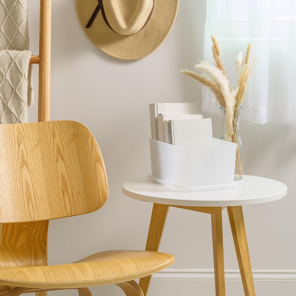 IRIS USA 7 Qt. Plastic Basket Storage Bins W/ Lids Small 4-Pack Stackable Lidded