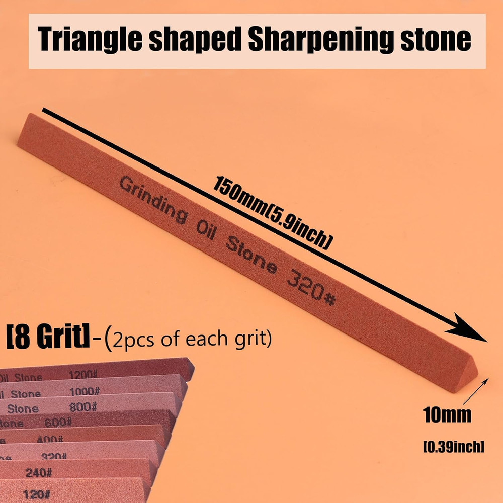Sharpening Stone Set,16Pcs Triangle Sanding Sticks Knife Whetstone Set White Cor