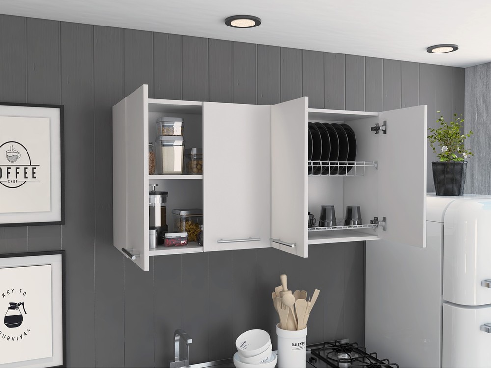 Stockton Rectangle Four Swing Doors Wall Cabinet White