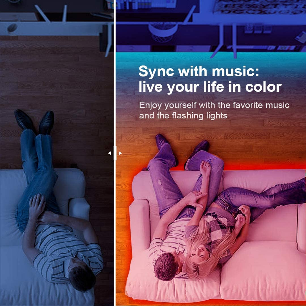 Bluetooth LED: Music Sync, Color Change, Phone Control, Remote (App+Remote+Mic)