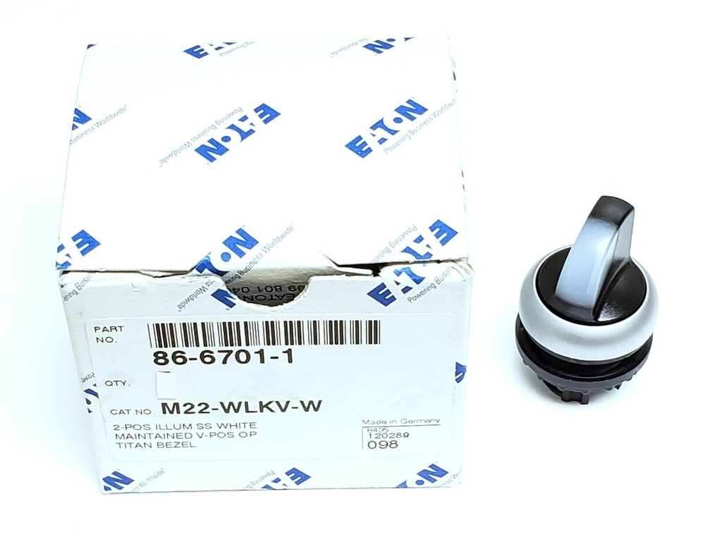 EATON M22-WLKV-W, Selector Switch, 2 Position, Illuminated White