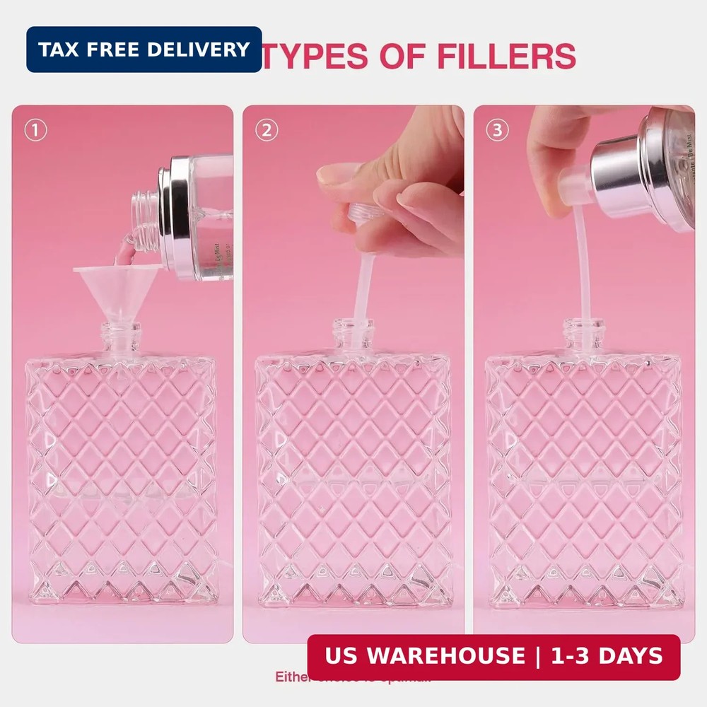 Glass Perfume Bottles Empty Refillable, 100ml /3.4oz Atomizer Sprayer for Perfum