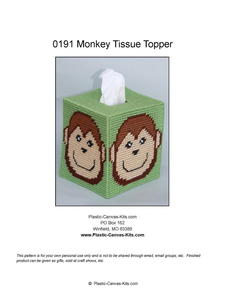 Monkey Tissue Topper-Plastic Canvas Pattern or Kit