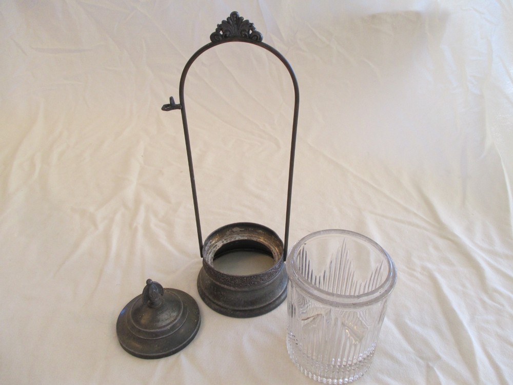 Antique Victorian Pickle Castor Embossed Glass Silver Plate. Missing Fork.
