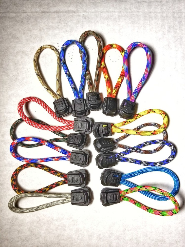 15 3" Paracord Zipper Pulls w/ Plastic Pull Tab w/ Color Options