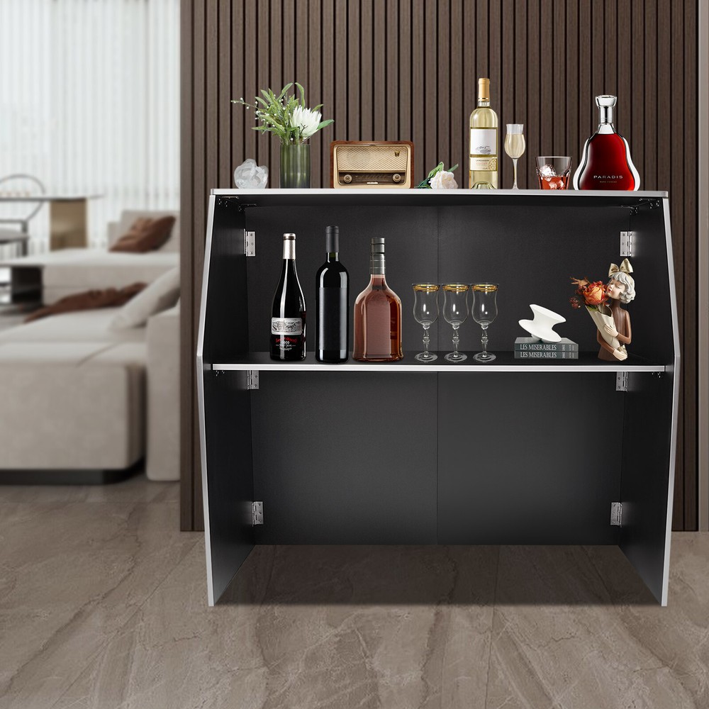 Portable Bar Cabinet Foldable Bar Portable Event Bar Rectangular Freestanding