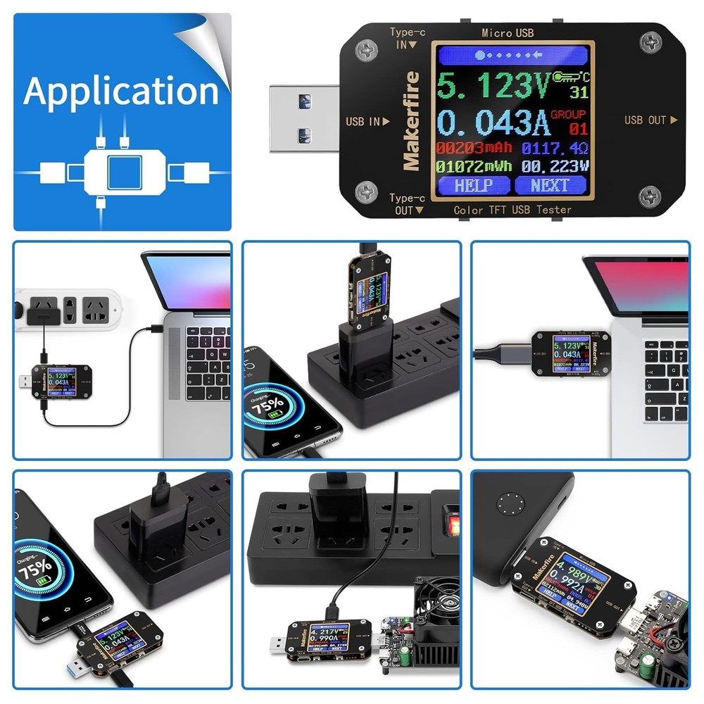 USB Multimeter USB Voltmeter Ammeter Load Tester USB Voltage Current PD Batte...