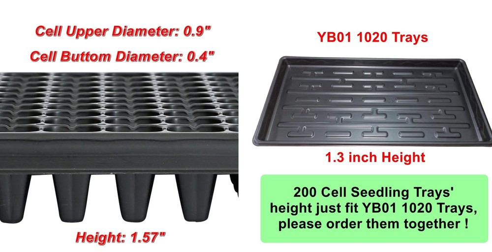 200 Cell Plug Tray, 10pcs-Pack Thick Durable Seed Starter Flats Vegetable Fru...