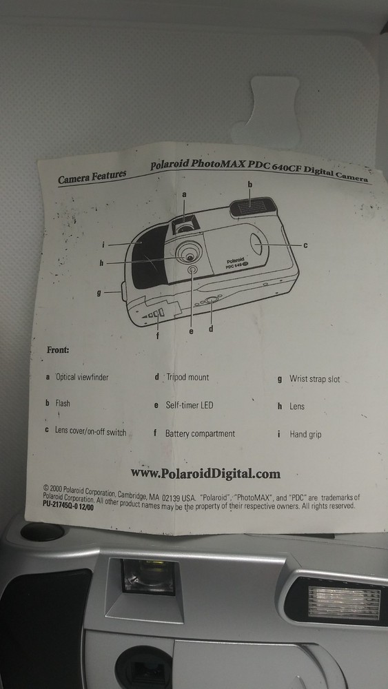 Polaroid PDC 640 CF UNTESTED feature card BOOK AND BLACK CASE