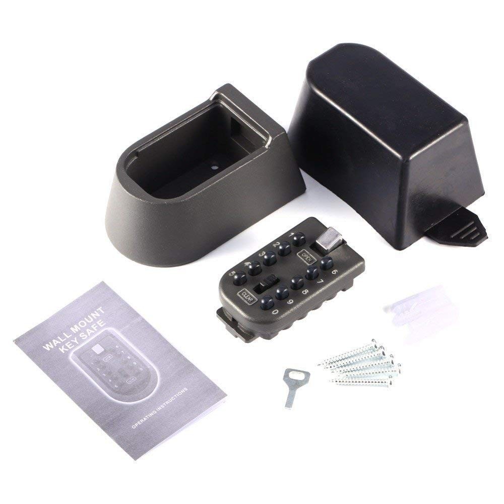 Key Safe Lock Box Push Button 10-Digit Code Wall Mounted Combination Lockbox ...
