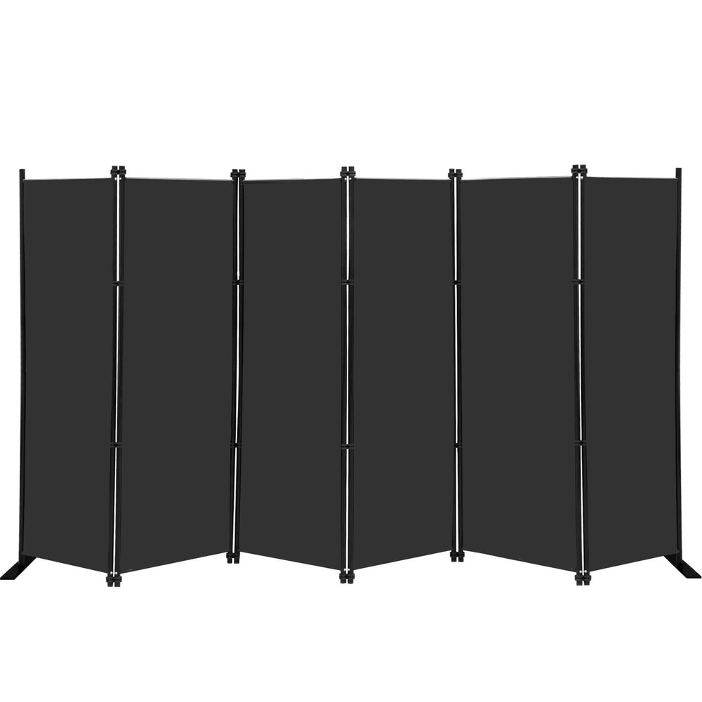 MAYOLIAH 6 Panel Folding Privacy Screen 9ft Wide, 6ft Tall 6 Panel, Black