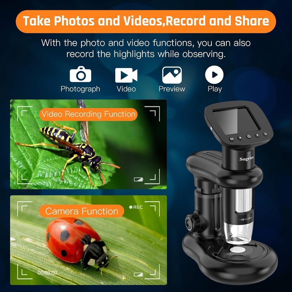 High-Definition 1000x Microscope with Camera & PC Compatibility - For Learning