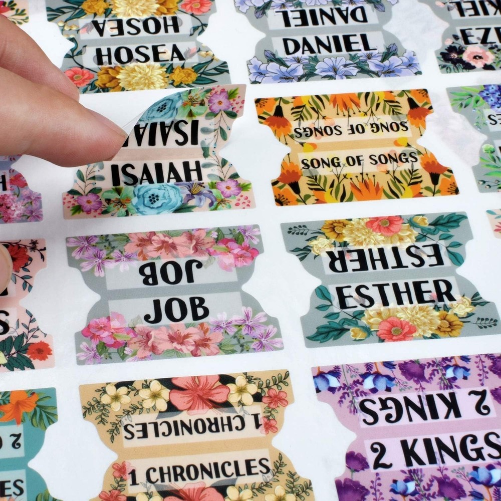 Matte Laminated Floral Bible Tabs - 122 Elegant Tabs for Scripture Organization