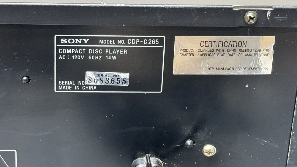 Sony CDP-C265- 5 Compact Disc Exchange System- High Density Works W/ Issues 🔥🔥