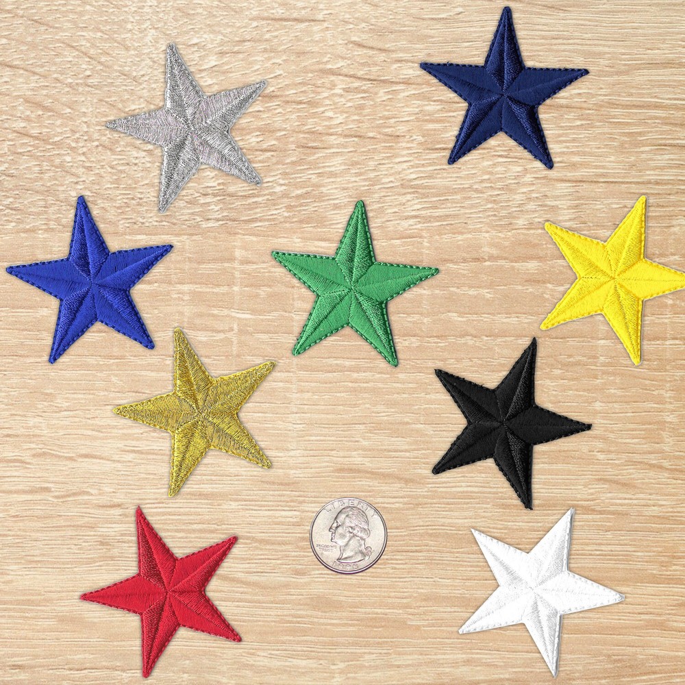Star Patches (5-Pack) Star Embroidered Iron On Patch Applique - 2"
