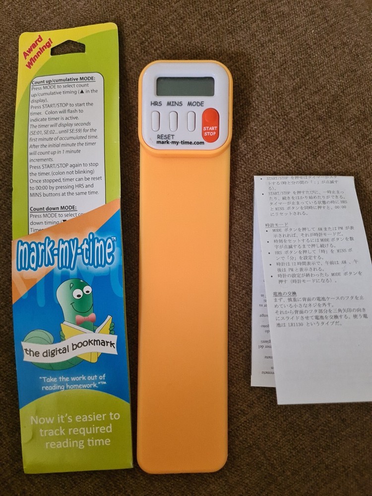 Mark-My-Time Digital Bookmark, Clock & Programmable Countdown Timer w/alarm