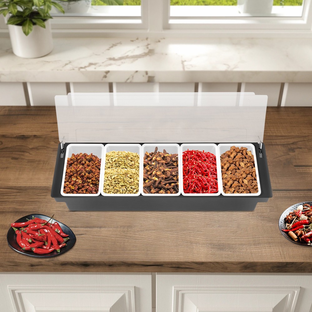 Fruit Box With 5 Compartments 50*15*10cm Compartment Condiment Dispenser