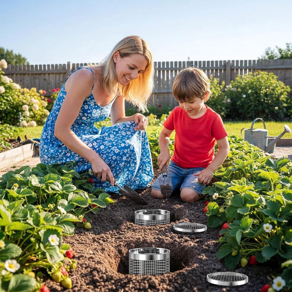 2 Pack Inground Worm Composting Bin, Metal Compost Bin for Recycling Kitchen Foo