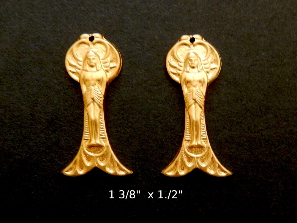 Embossed Pharaoh Design /Egyptian Revival /Raw Brass Stamping /2 Pcs.