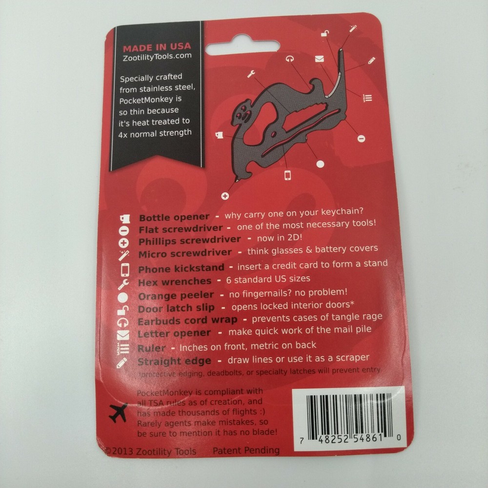 Pocketmonkey Multi-Tool made in USA by Zootility Tools