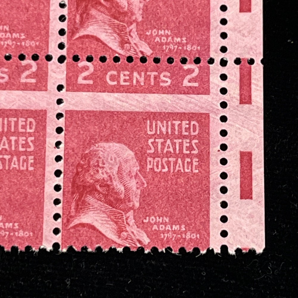 US # 806 *MINT OG *{ MISPERF ERROR /EFO BLOCK OF 4 } 2c FULL GUTTER TOP !!!!
