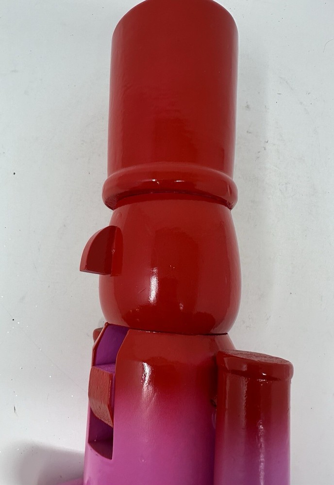 Red & Pink Solid Wood Nutcracker 23”, Christmas Nutcracker, Pink Nutcracker, NEW