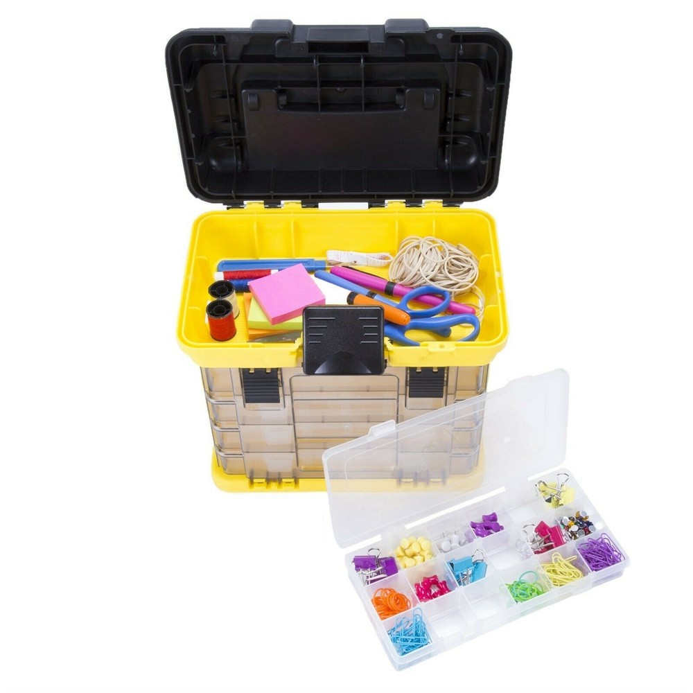 Durable Plastic Storage Tool Crafts or Beads Removeable Trays Compartments