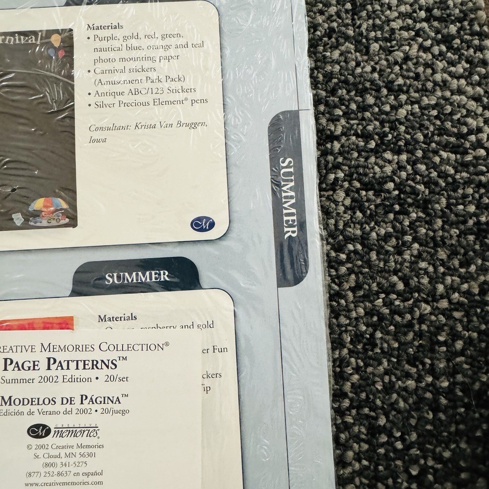 Creative Memories Page Patterns Summer 20 Idea Sheets