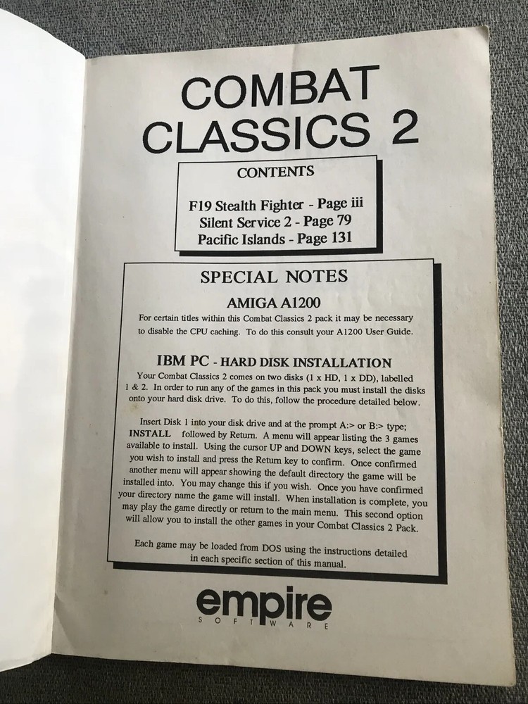 Combat 2 Classics Video Game Manual Atari Vintage