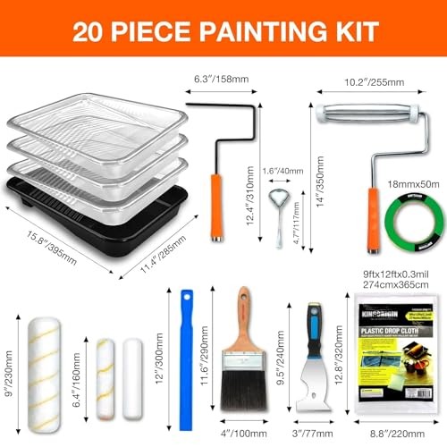 King Origin 20 Piece Paint Roller Kit, Paint Roller 20 Pack, 9" & 6" roller