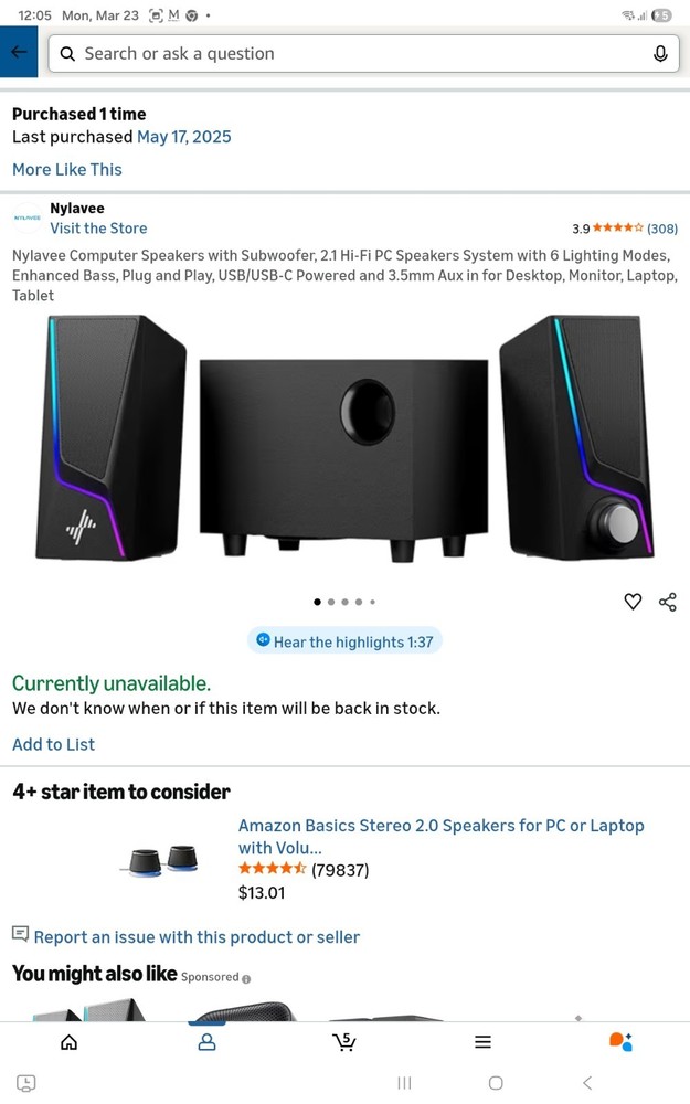 Nylavee Subroofer Speaker, Mint