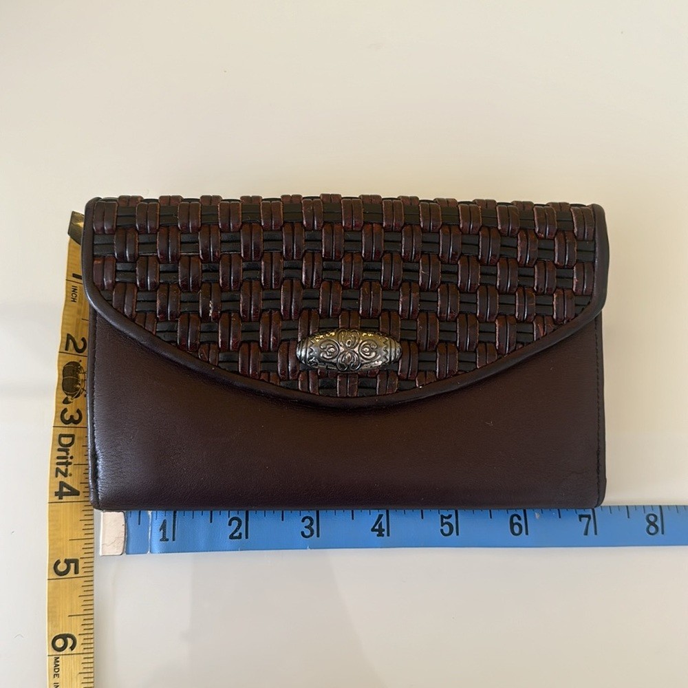 Brighton Woven Flap Brown Leather Wallet