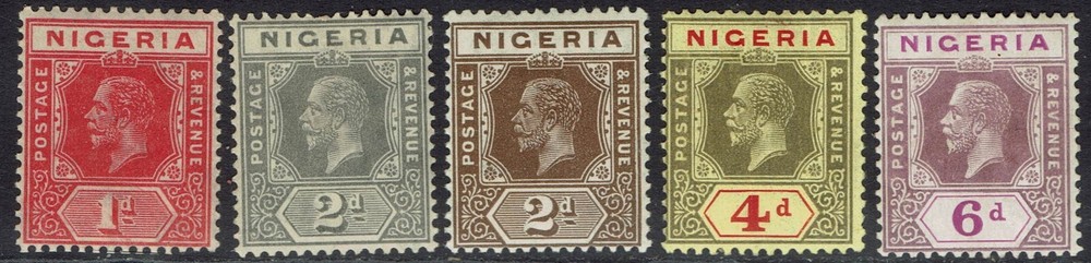 NIGERIA 1921 KGV RANGE TO 6D WMK MULTI SCRIPT CA