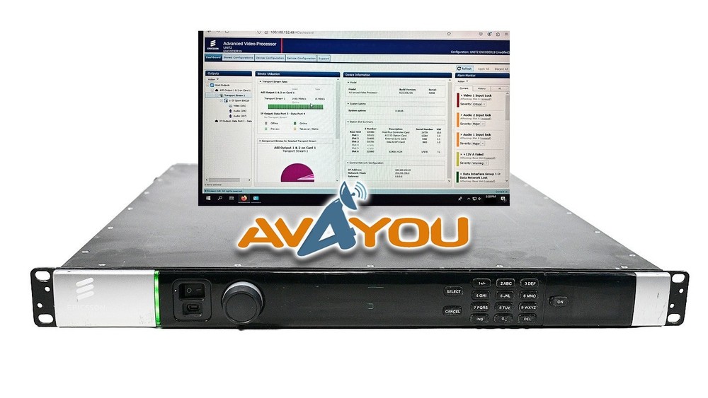 Ericsson AVP-3000 Encoder Modulator HD MPEG4 L- BAND BISS ASI CE-X