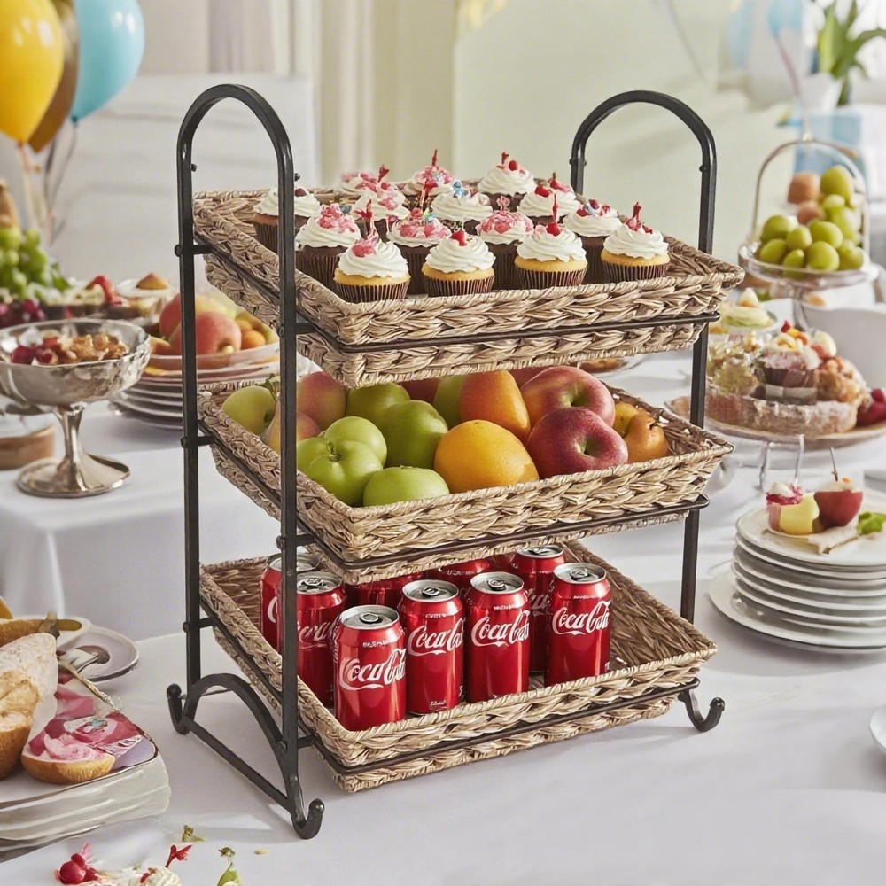 Stackable Candy Display Rack with Rattan |Stackable Candy Organizer|Multi-Fun...