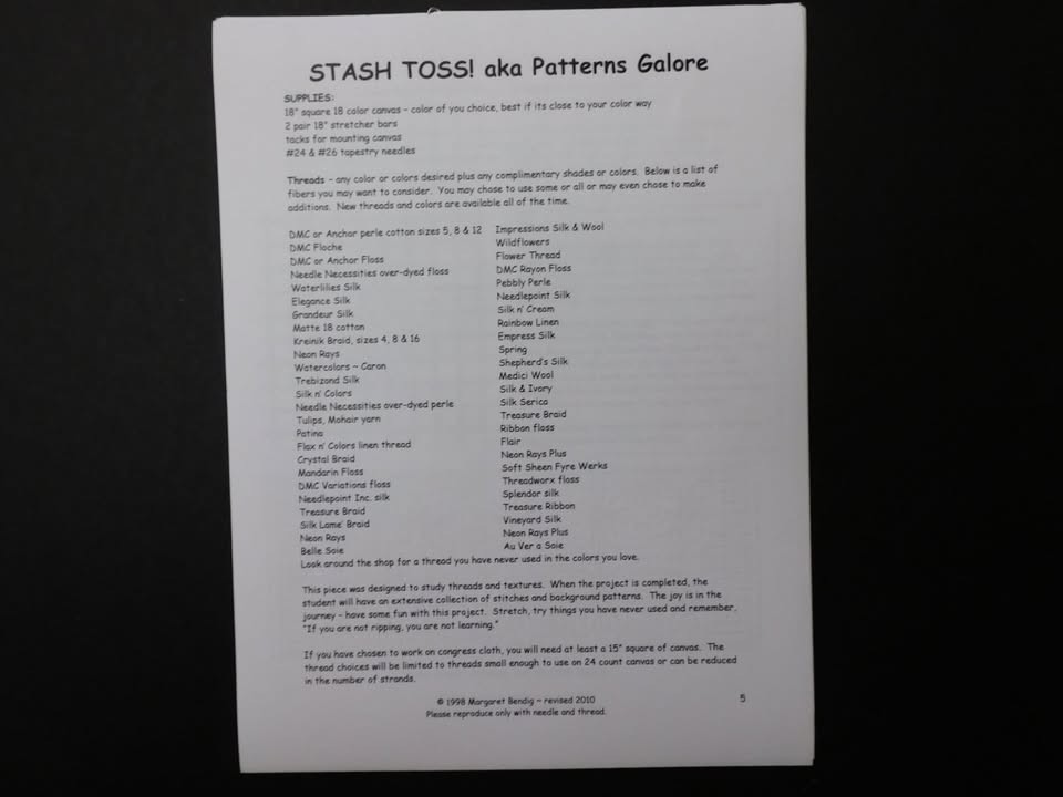 Stash Toss by Margaret Bendig (DL37) Counted Needlepoint Pattern