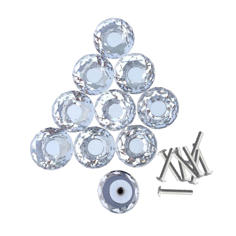 Glass Cabinet Knobs Diamond Shape Pull Handles Dresser Drawer Knobs 20 pcs
