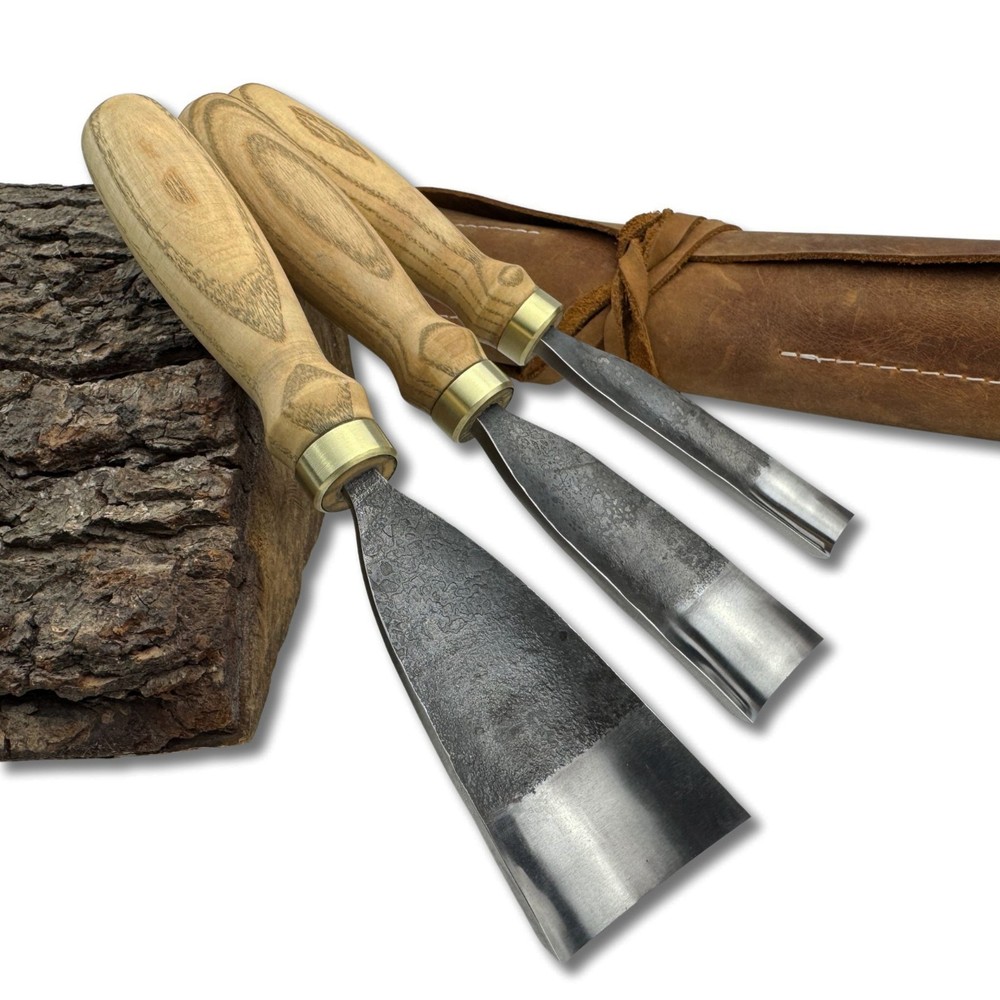 Wood Carving Gouges Hand Forged Carbon Steel Spoon Bowl Carving Tools Ash Handle