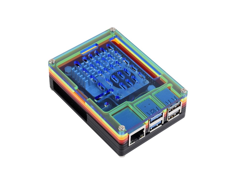 Waveshare Rainbow Acrylic Case For Raspberry Pi 5 Support Official Active Cooler