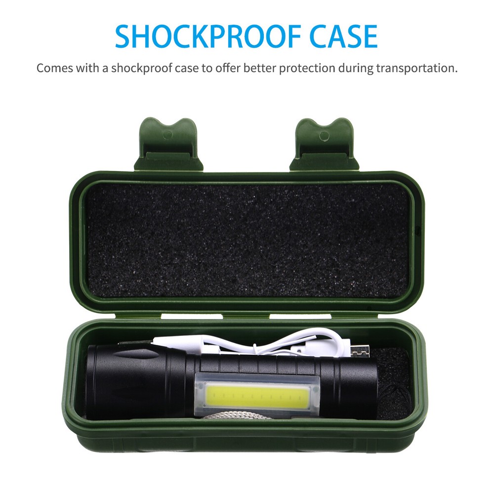 4pcs LED Tactical Flashlight USB Rechargeable Lamp Super Bright 3 Modes Light