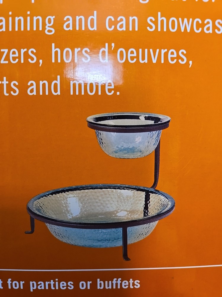 Bobby Flay 2 Tier Chip & Dip Server 10" & 6" Diameter 8" Tall